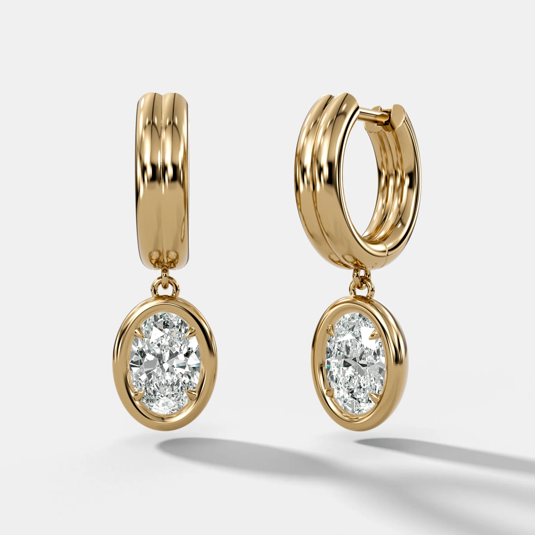 Image of Double Row Club Earrings with Oval Cut Diamonds