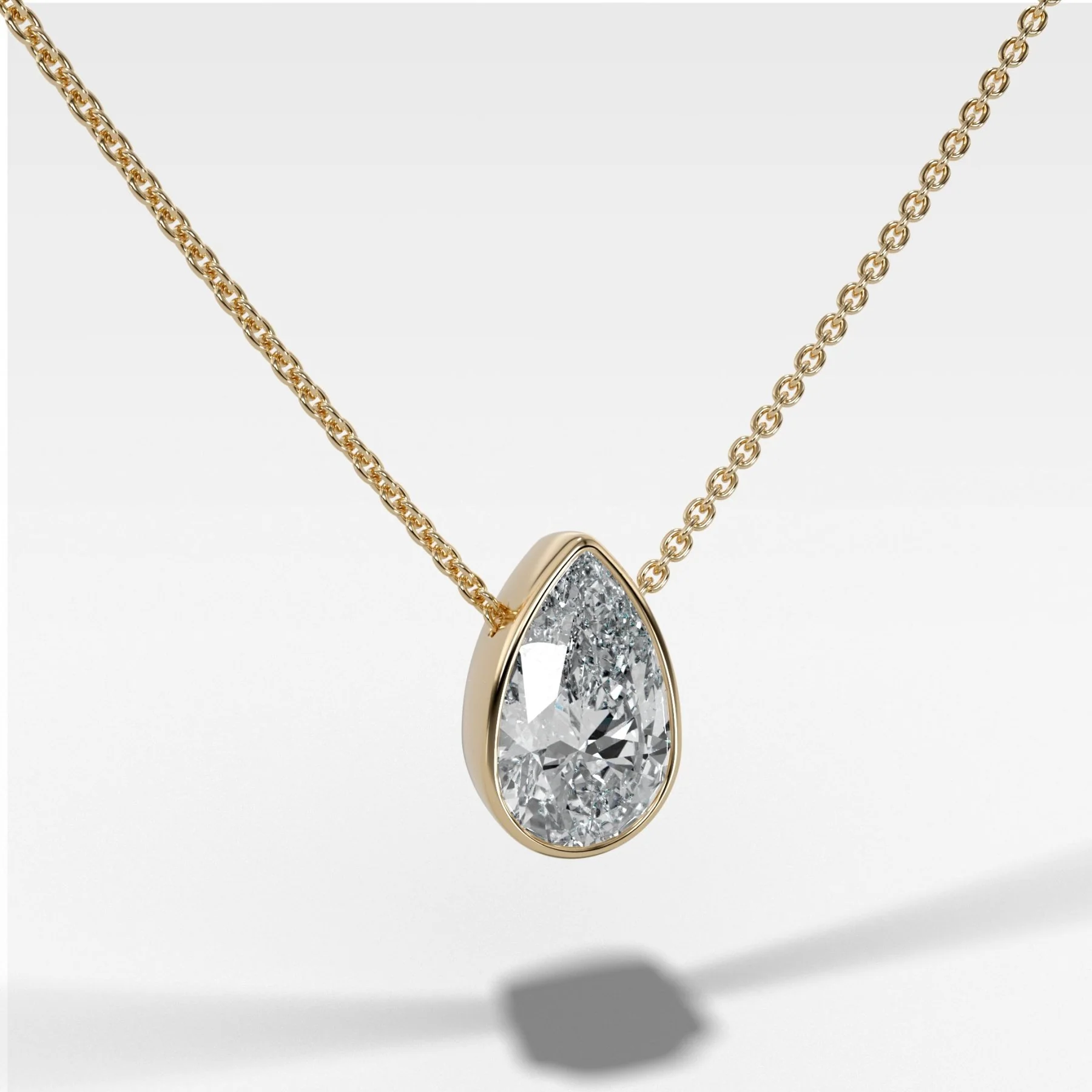 Image of Bezel Pendant Necklace with Pear Cut Diamond