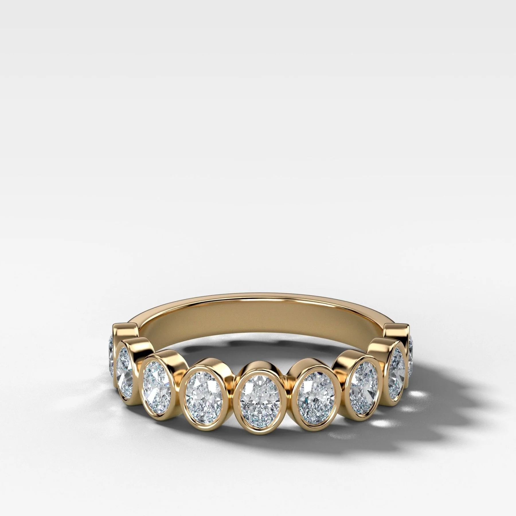 Image of Baby Bezel Set Halfway Wedding Band With Oval Cuts