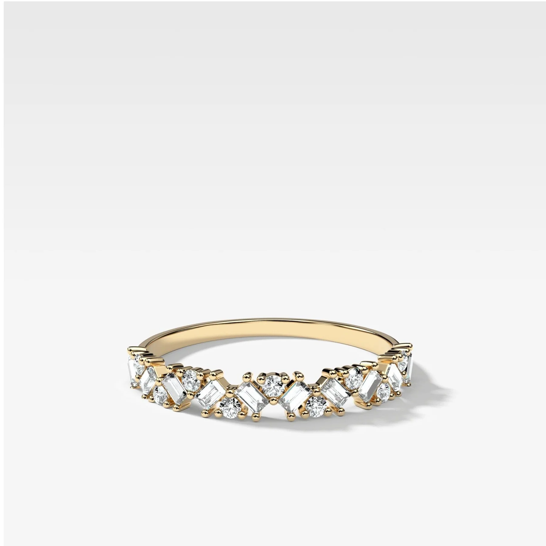 Image of Baguette Diamond Medley Halfway Wedding Band
