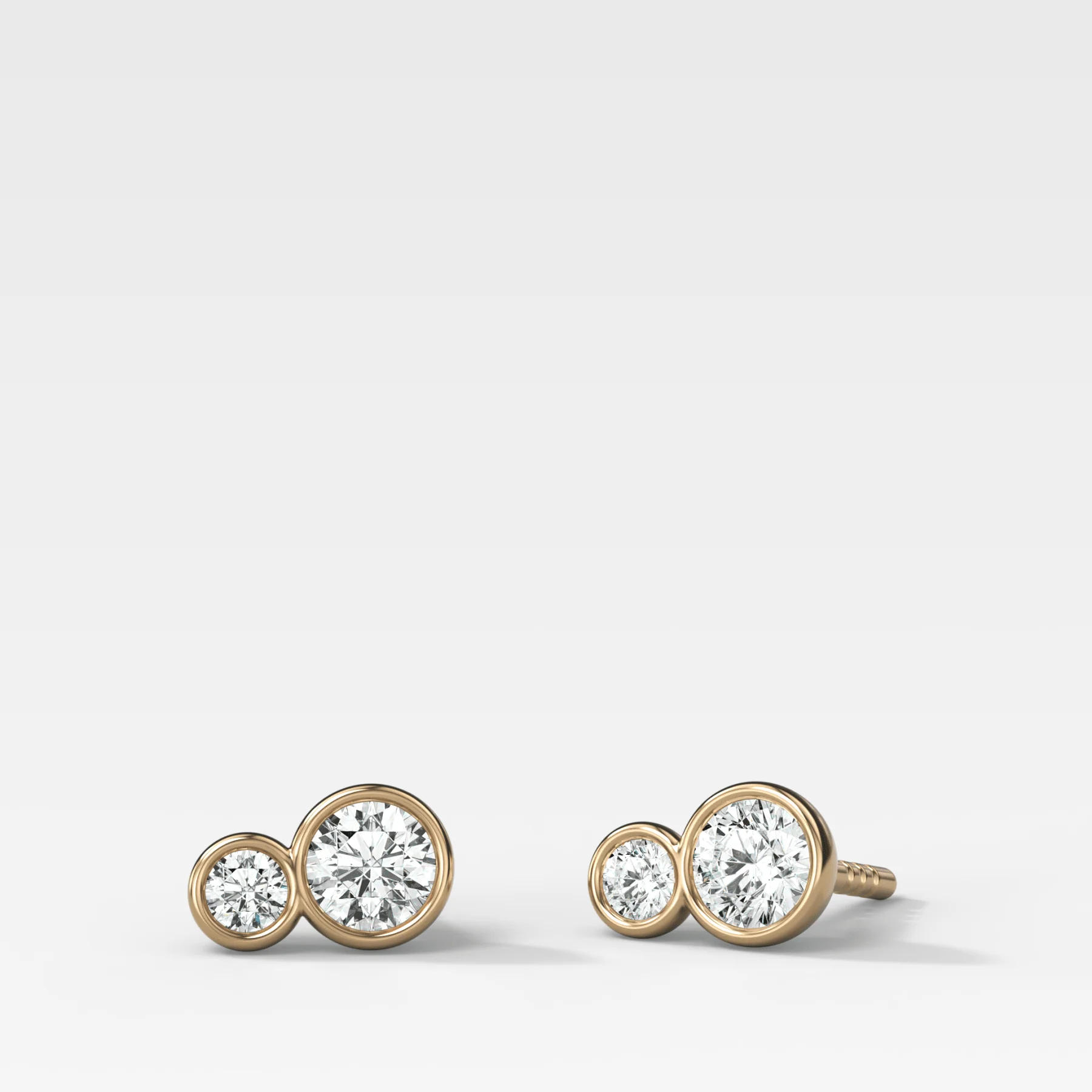 Image of Dual Bezel Set Round Diamond Stud Earrings