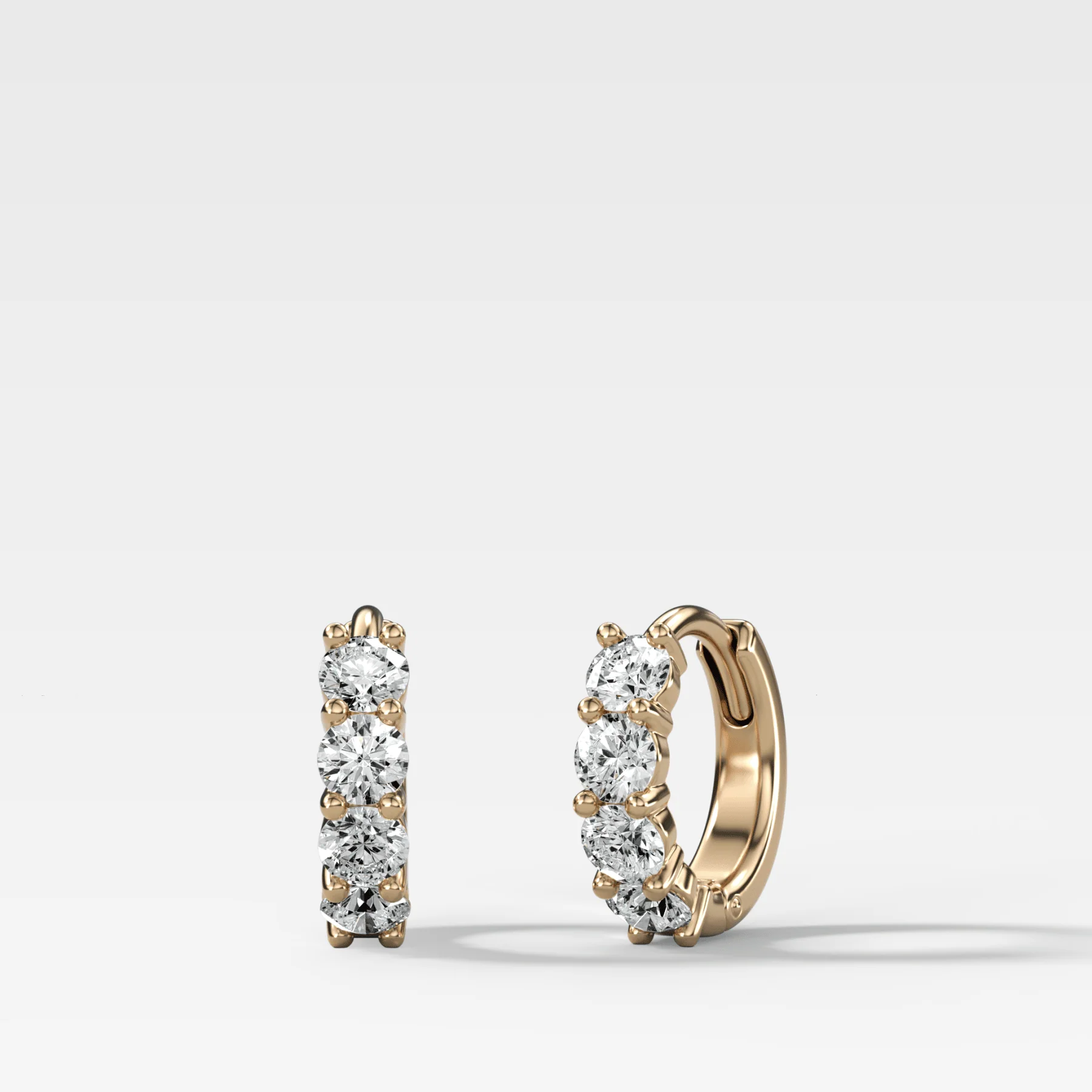 Image of Four Stone Huggie Hoop Earrings