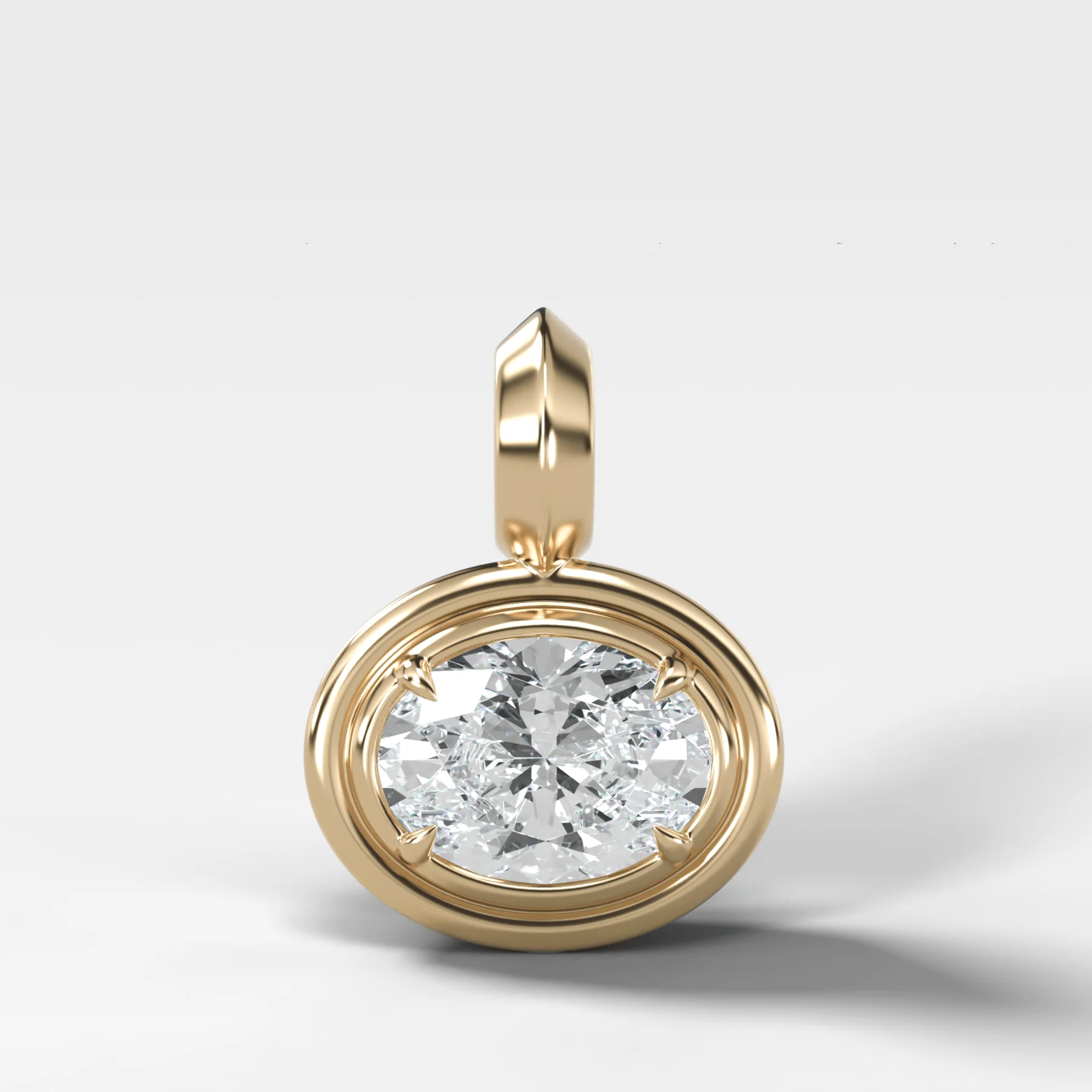 Image of Double Bezel East West Oval Attachable Diamond Pendant