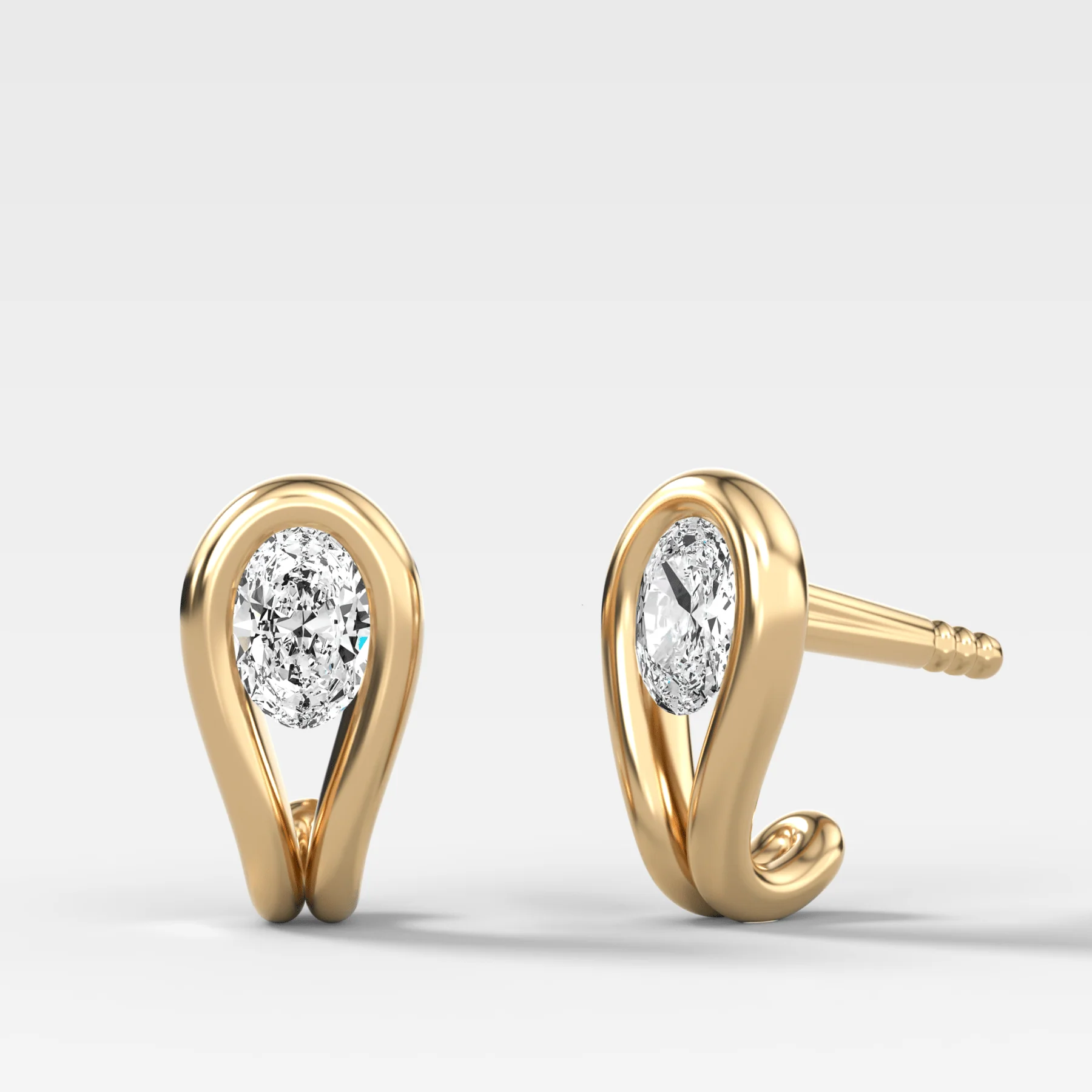 Image of Lasso Huggies with Oval Cut Diamonds