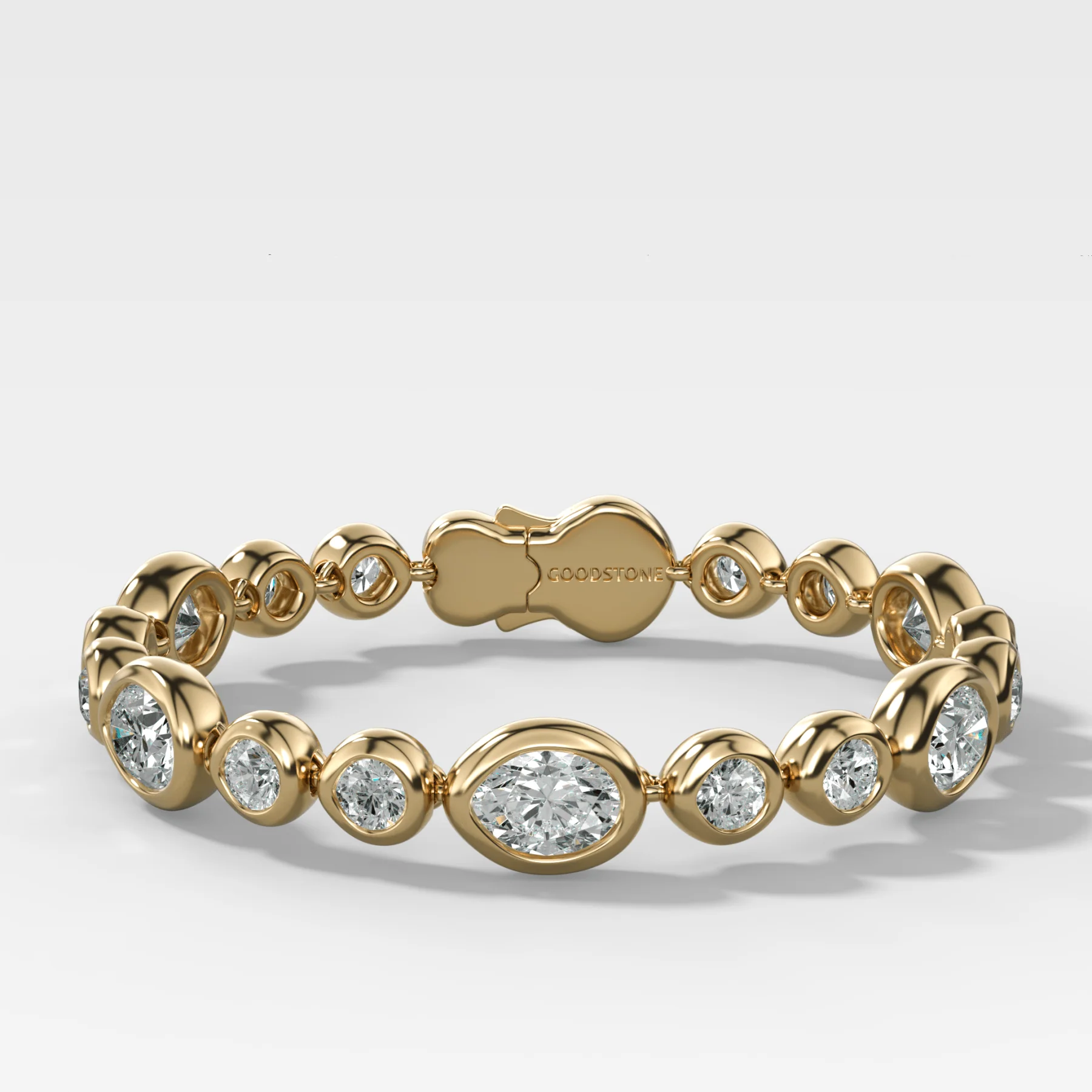 Image of Bubble Diamond Bracelet with Burnished Oval and Round Cuts