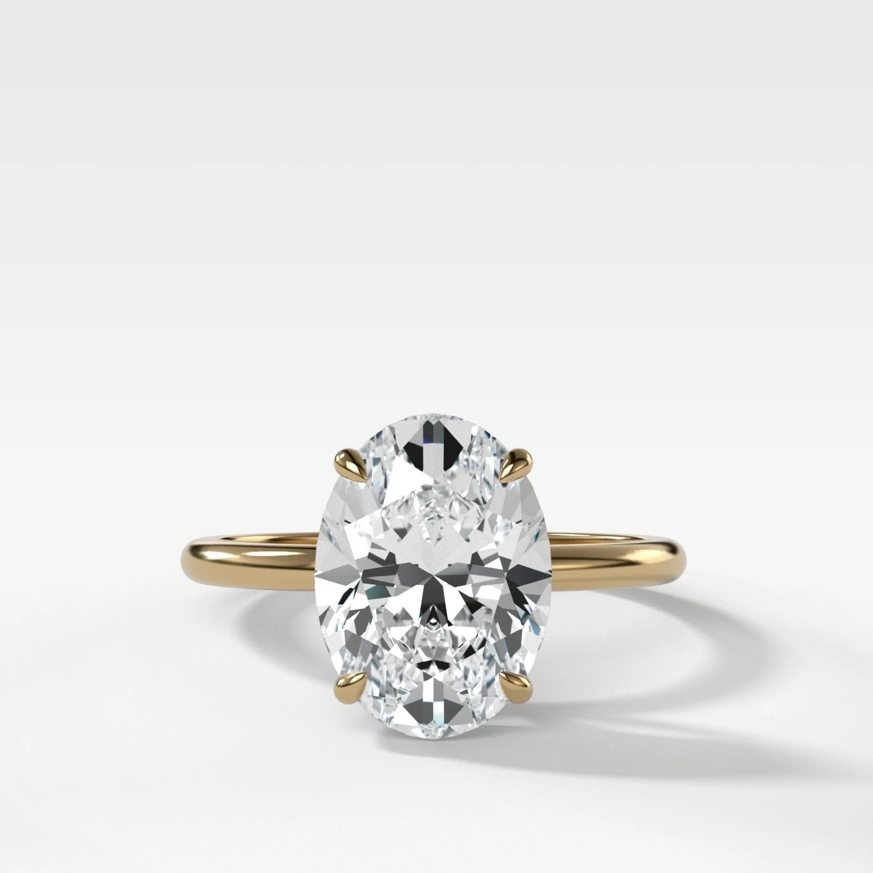 Image of Thin + Simple Engagement Ring with 3.03ct Lab Grown Oval Cut Diamond