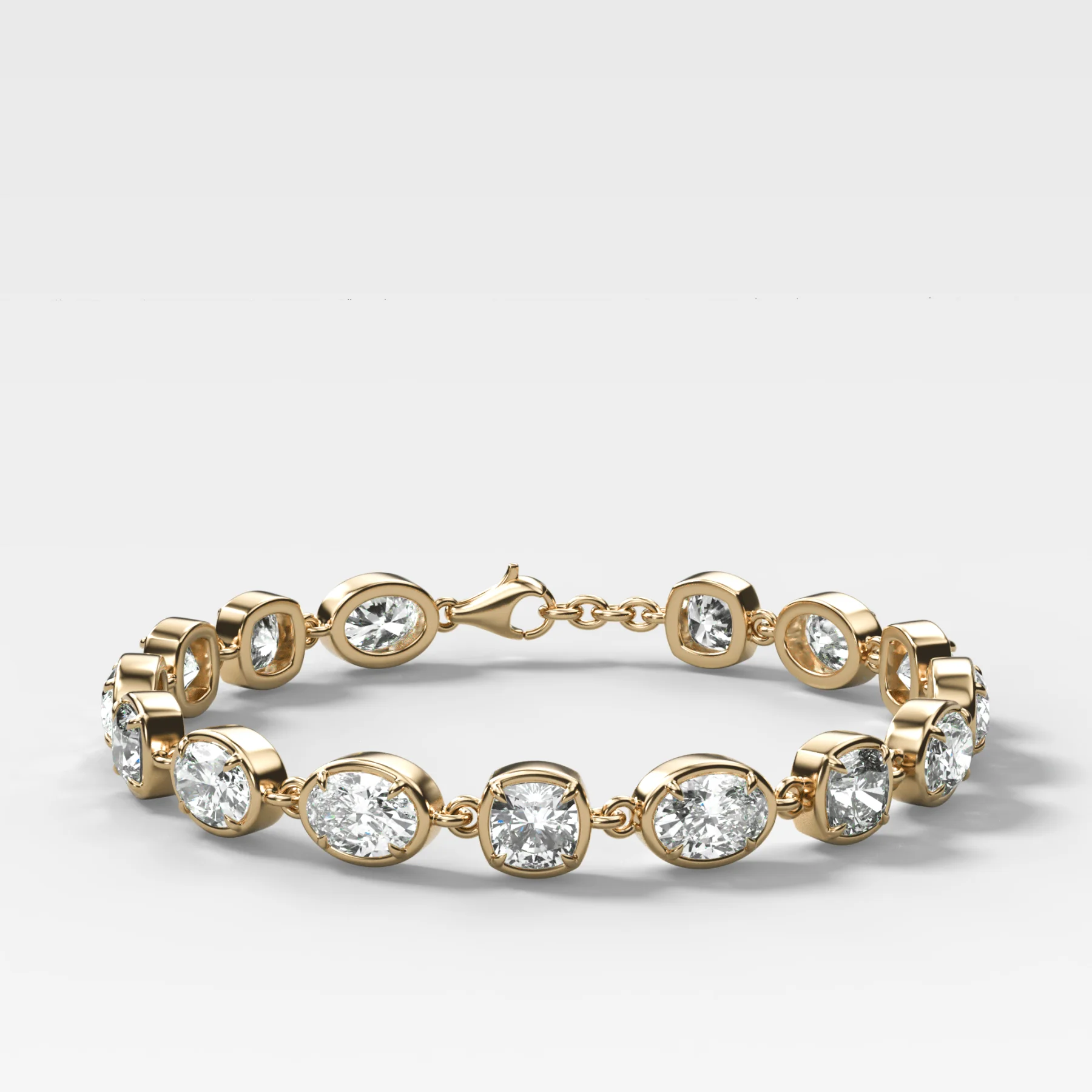 Image of Club Mixed Shape Diamond Bracelet with Cushion and Oval Diamonds (15+ carats)