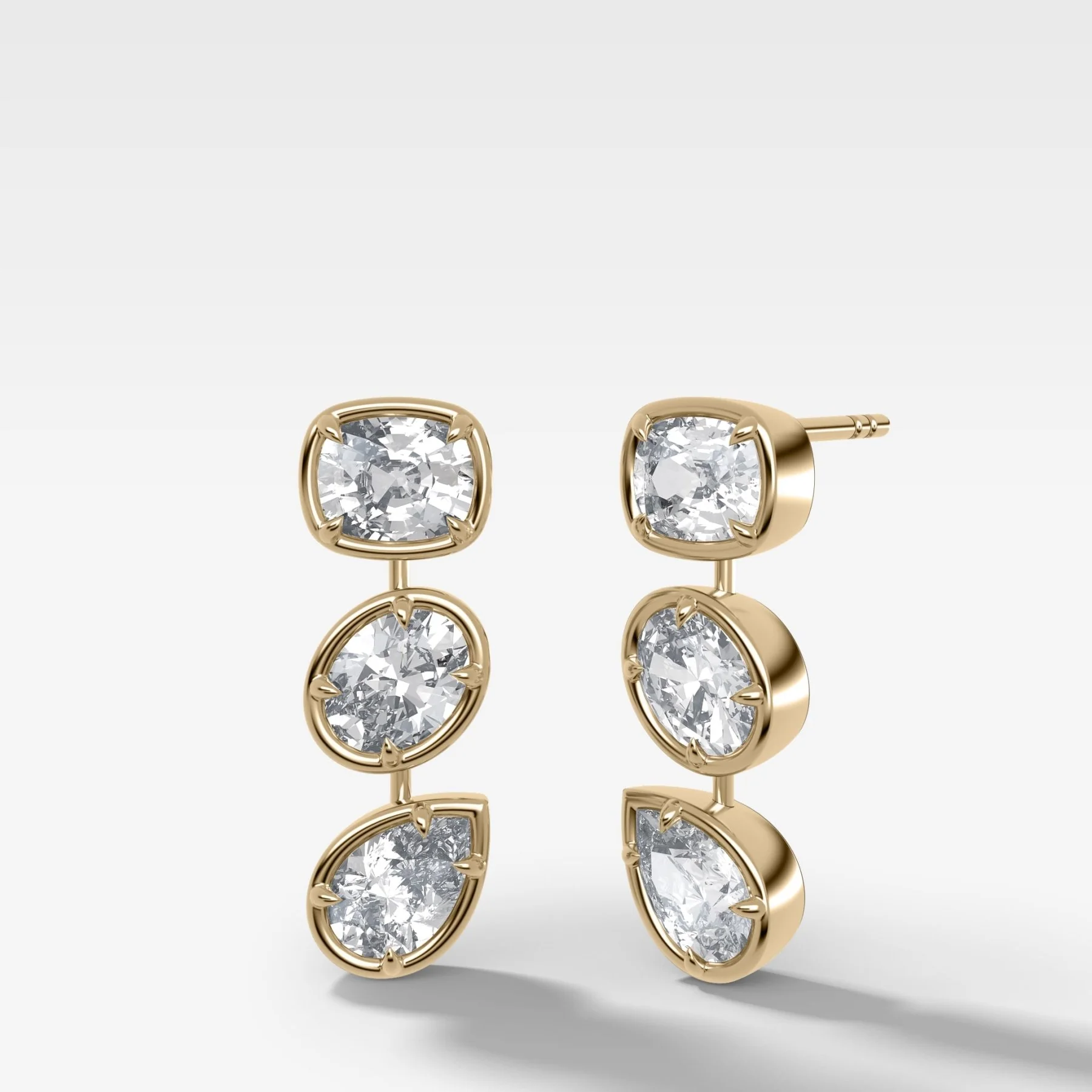 Image of Club Trio Mixed Shape Drop Earrings No. 2