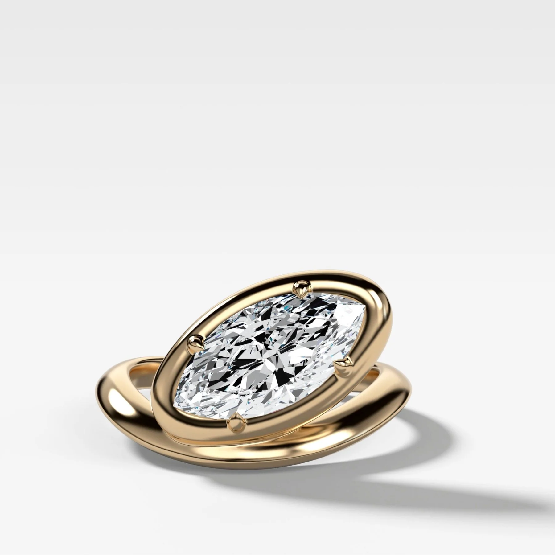 Image of Contoured Club Engagement Ring with a Marquise Cut Diamond