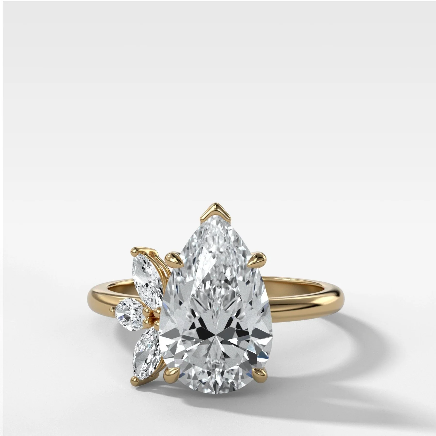 Image of Lotus Engagement Ring With Pear Cut Diamond
