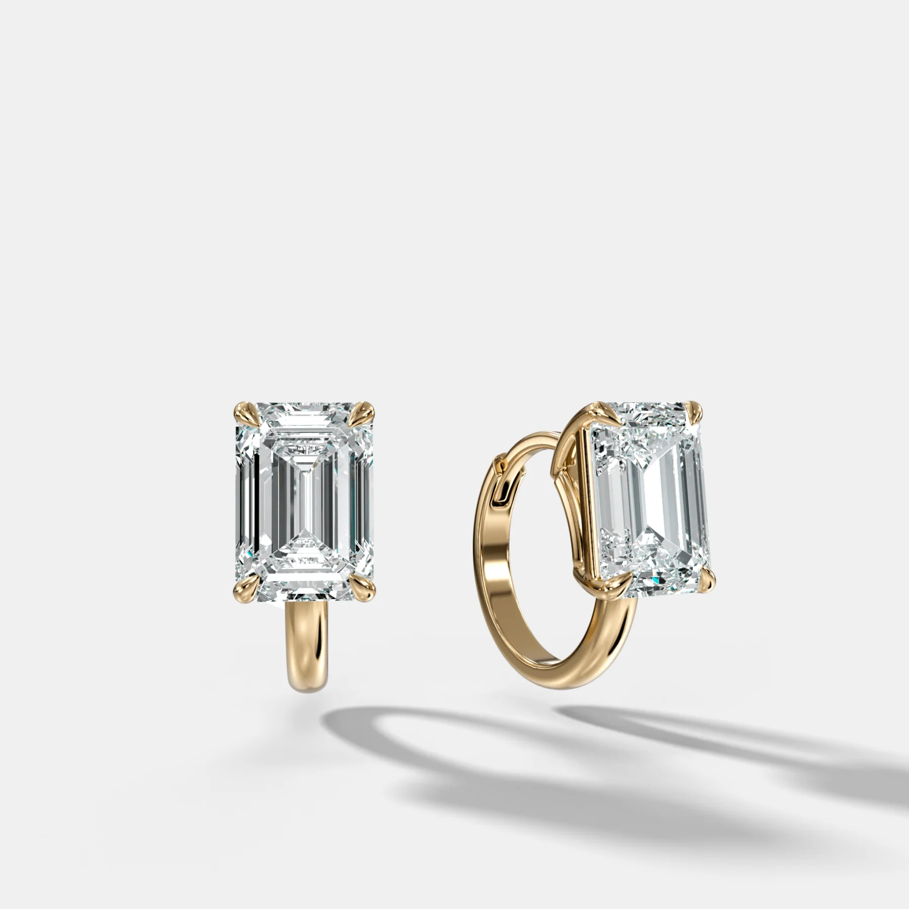 Image of Floating Huggie with Emerald Cut Diamonds
