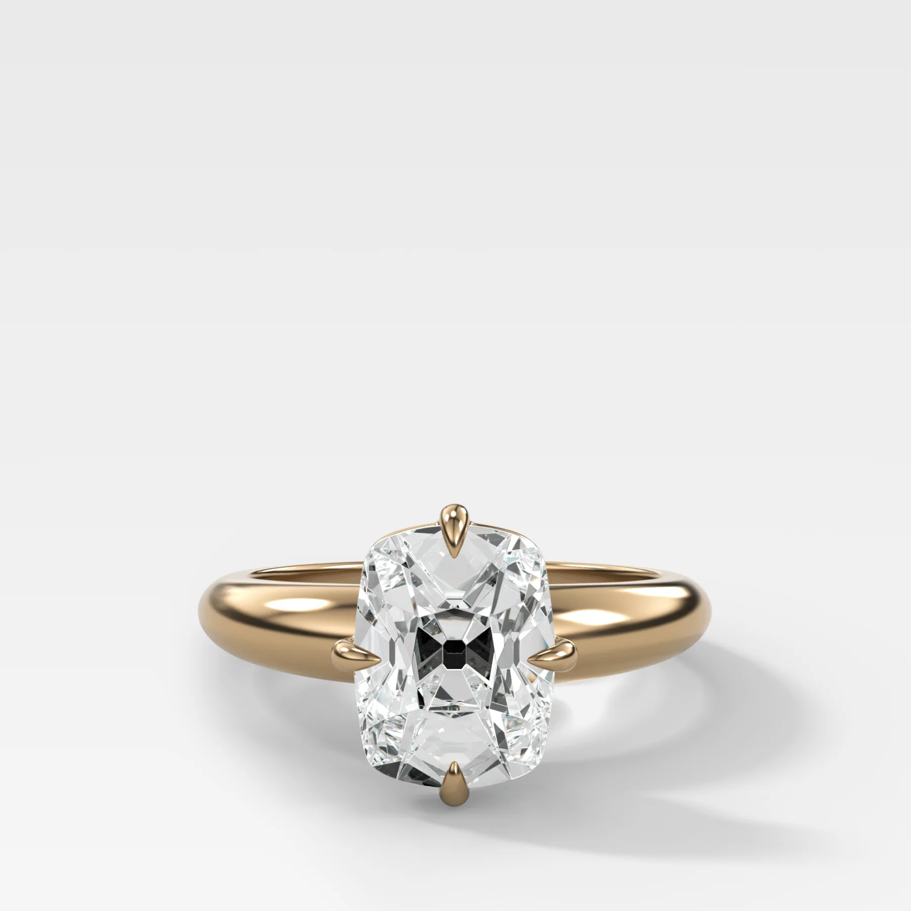 Image of Compass Tapered Dome Engagement Ring With Old Mine Cut Diamond