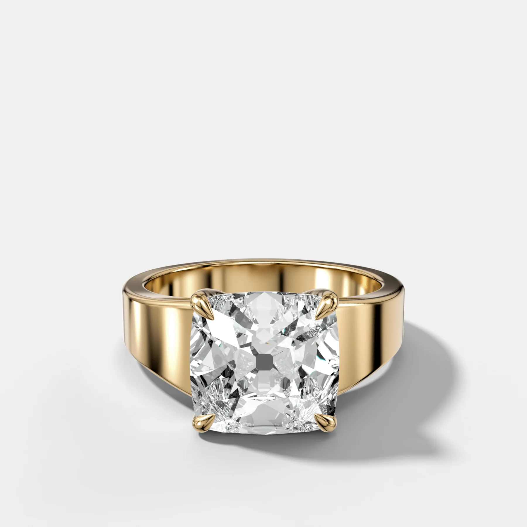 Image of Finest Tapered Engagement Ring With Old Mine Cut Diamond