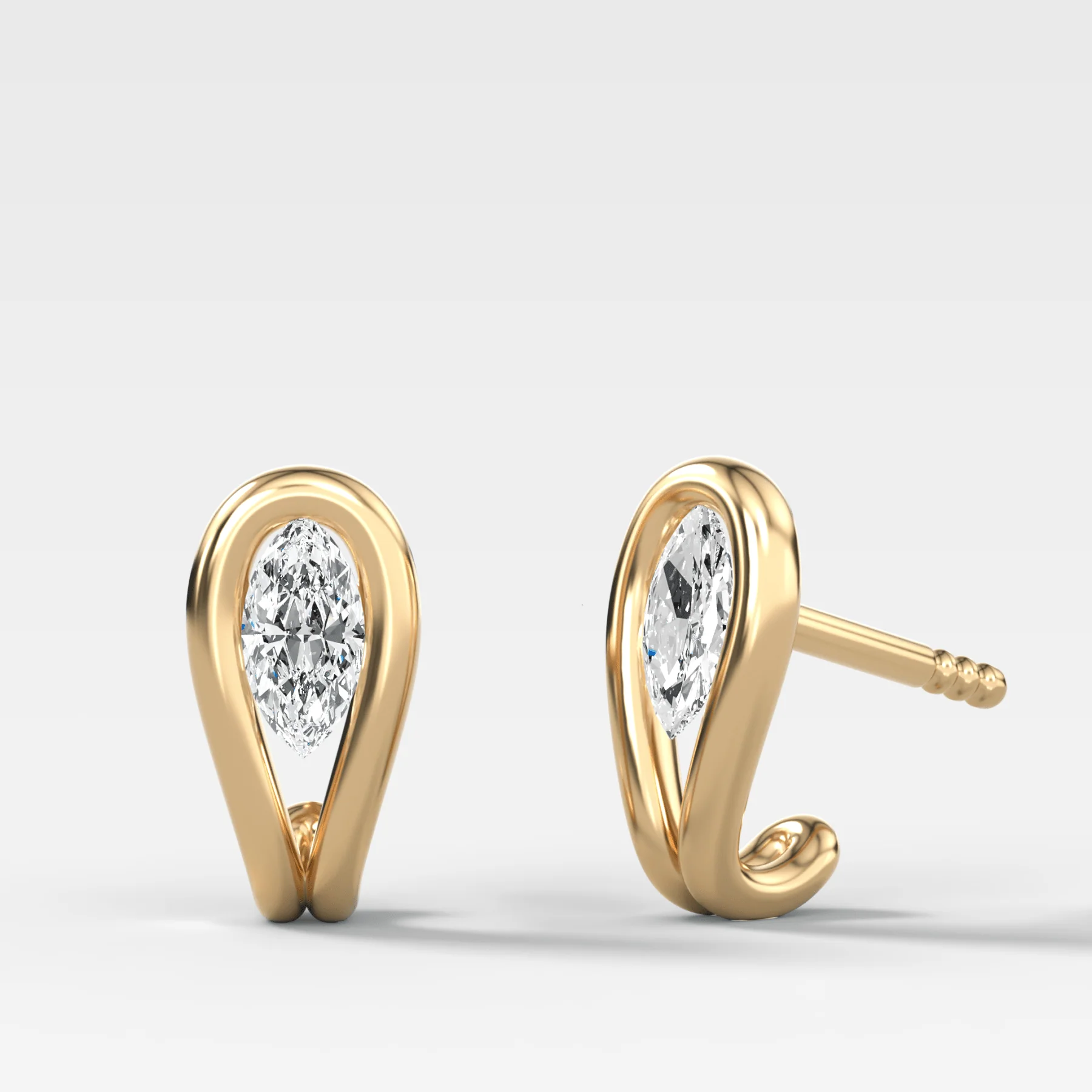 Image of Lasso Huggies with Marquise Cut Diamonds