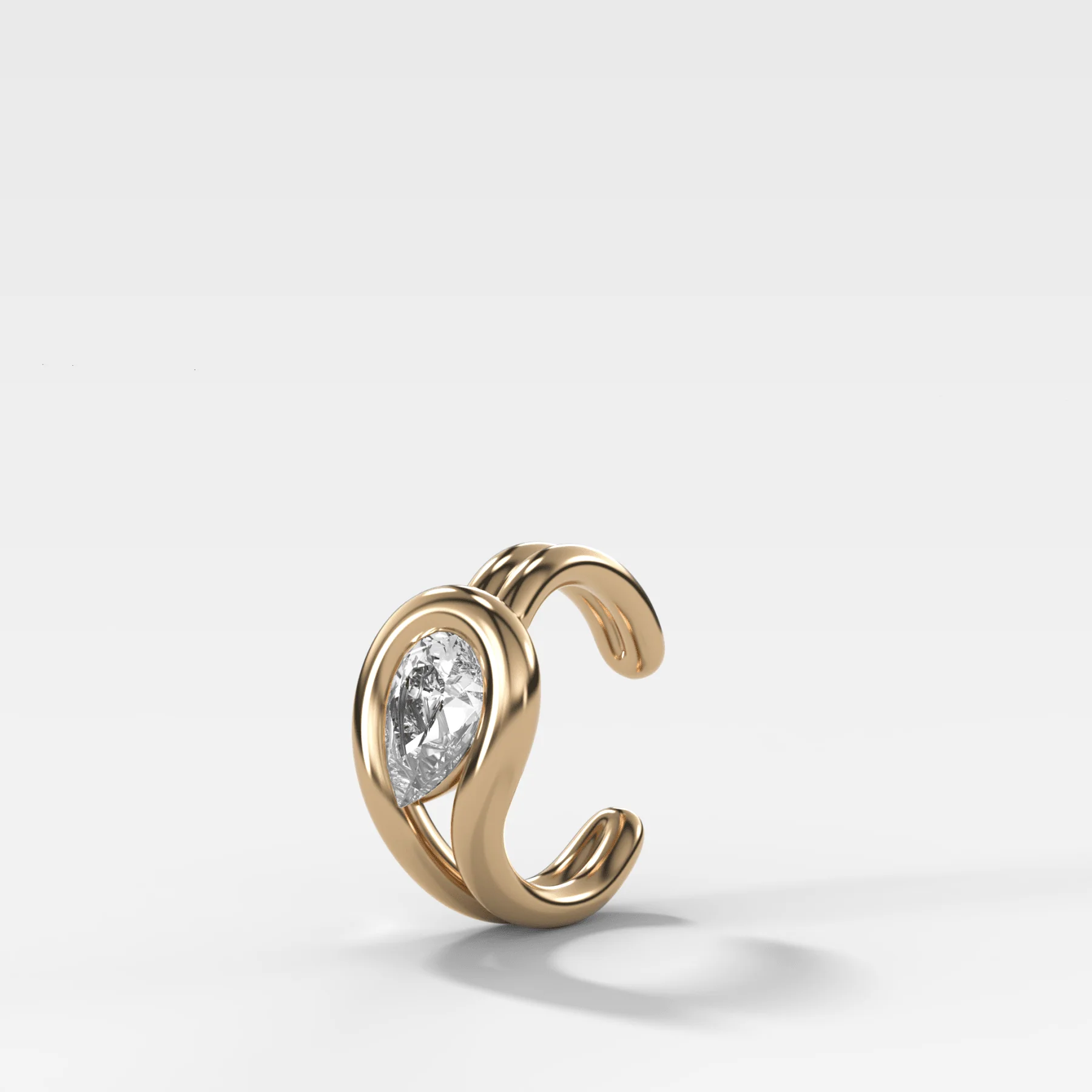 Image of Lasso Tilted Pear Diamond Ear Cuff Single