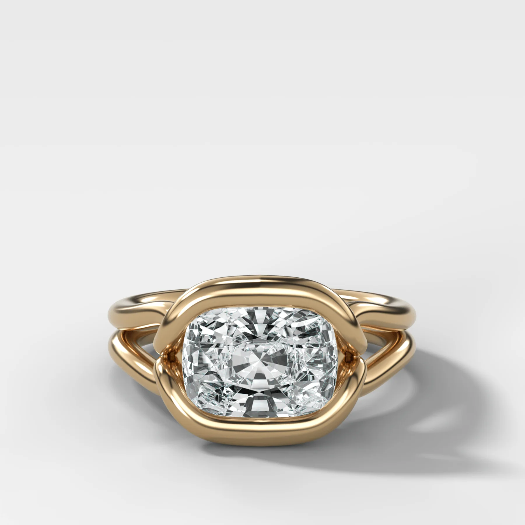 Image of Dual Lasso Engagement Ring with East West Cushion Cut Diamond