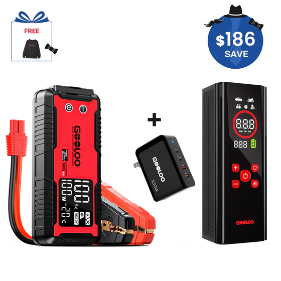 GOOLOO GT4000S Jump Starter+AP150 PRO Tire Inflator+100W Fast Charger