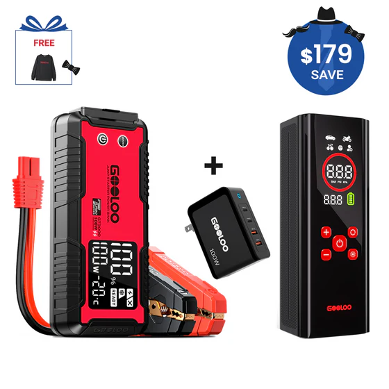 GOOLOO GT3000 Jump Starter+AP150 PRO Tire Inflator+100W Fast Charger