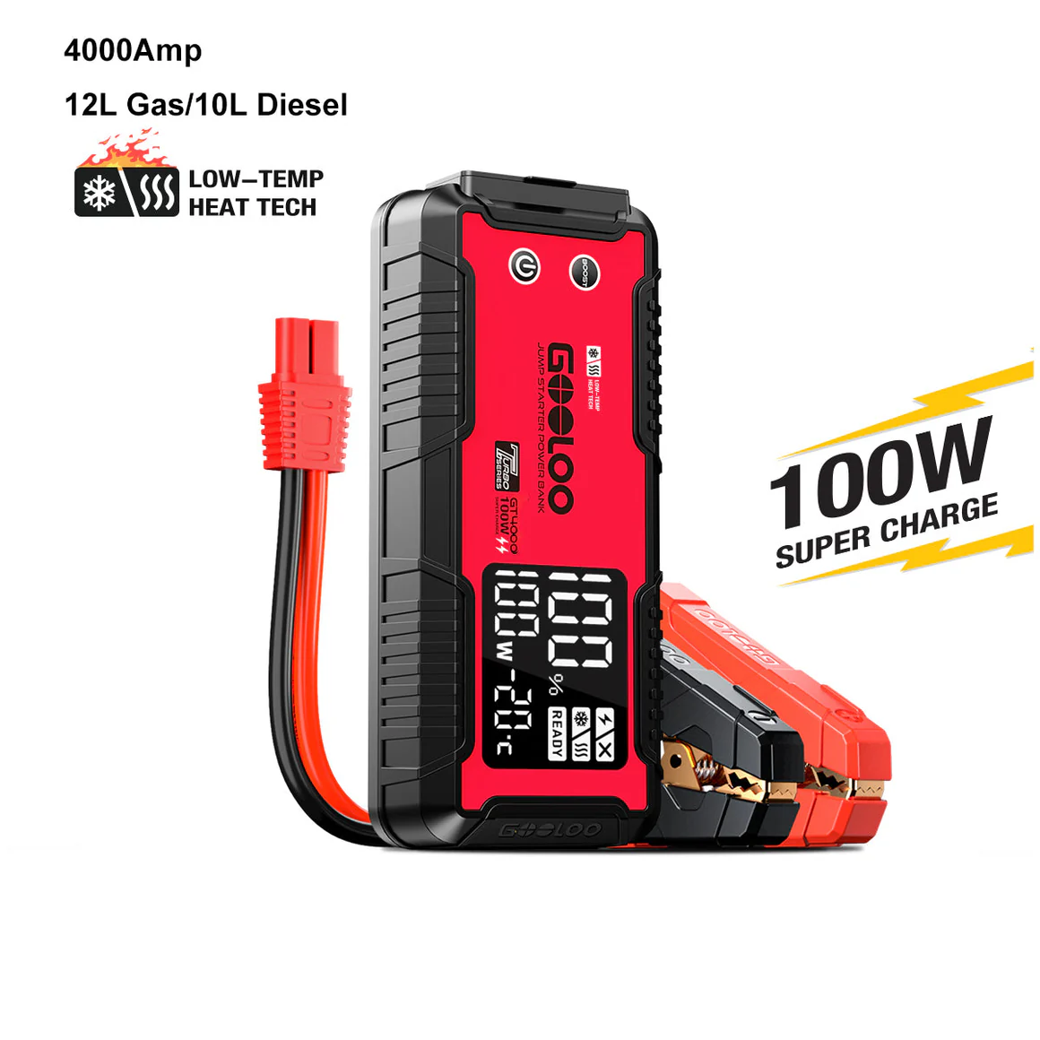 GOOLOO GT4000 Jump Starter 4000A 100W Pre-heating Tech