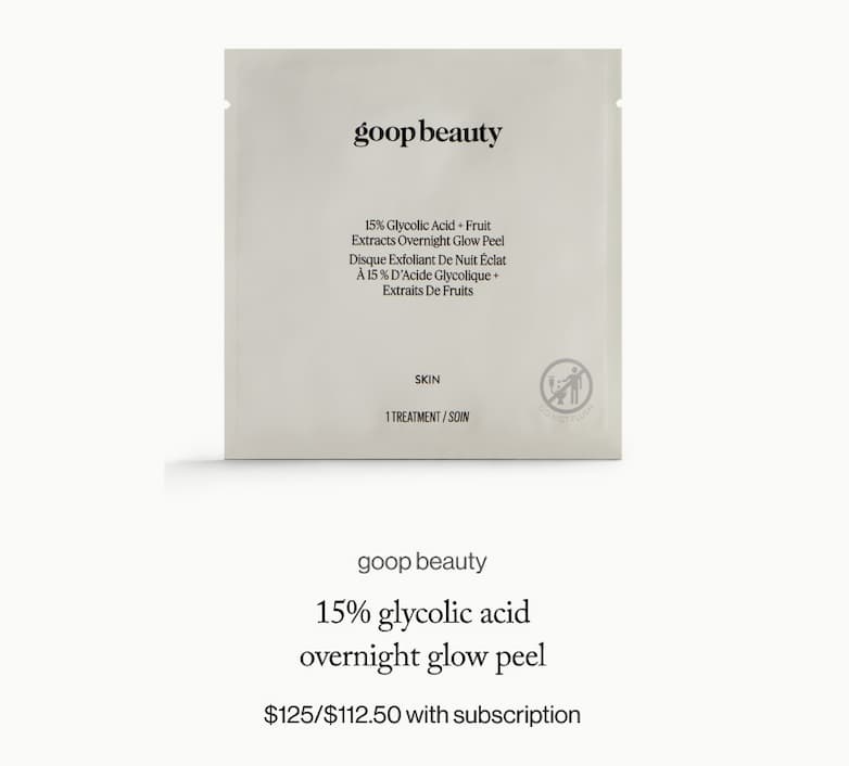 goop beauty 15% glycolic acid overnight glow peel