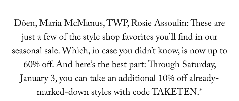 take an extra 10% off with code TAKETEN