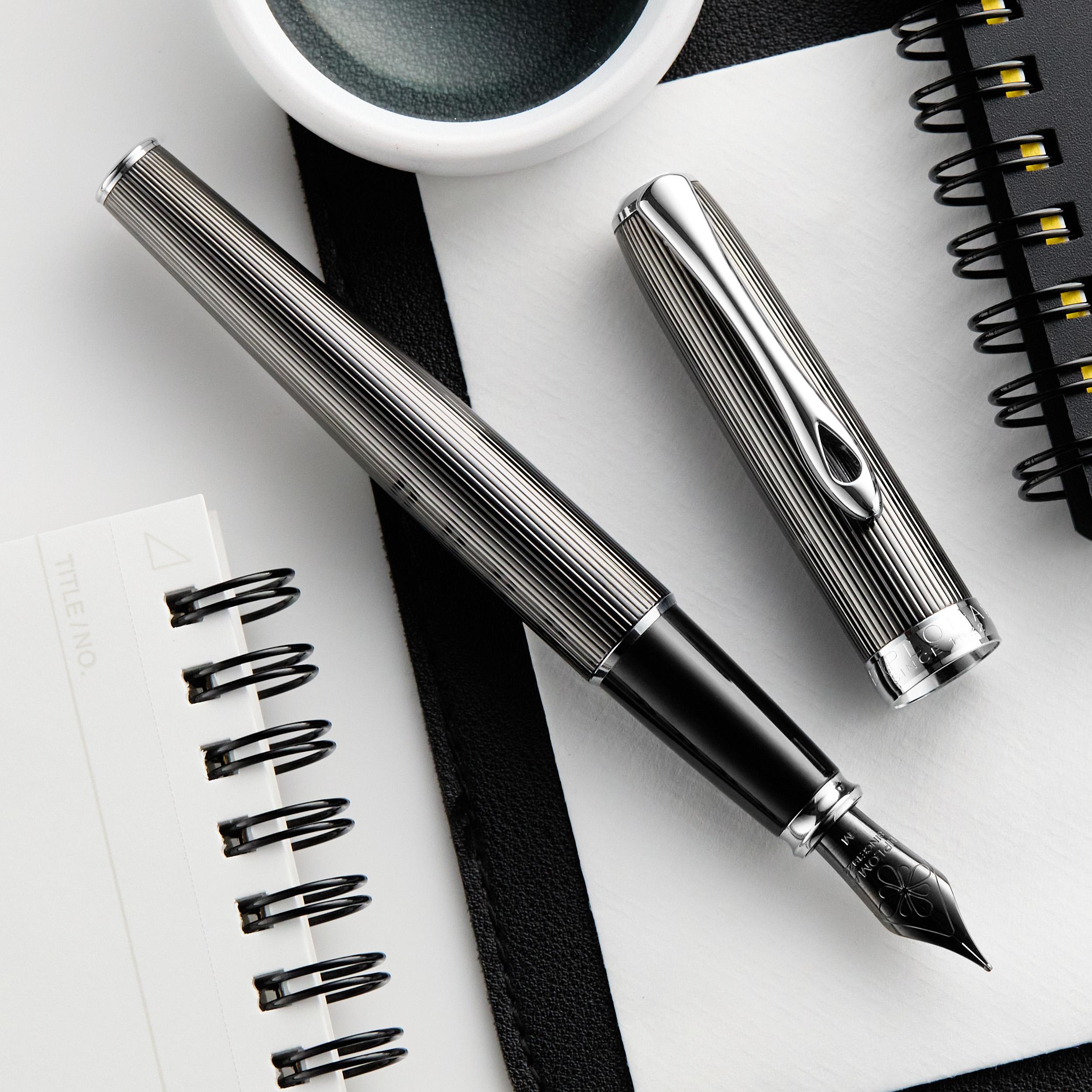 + show more images Diplomat Excellence A2 Fountain Pen - Guilloche Black/Chrome