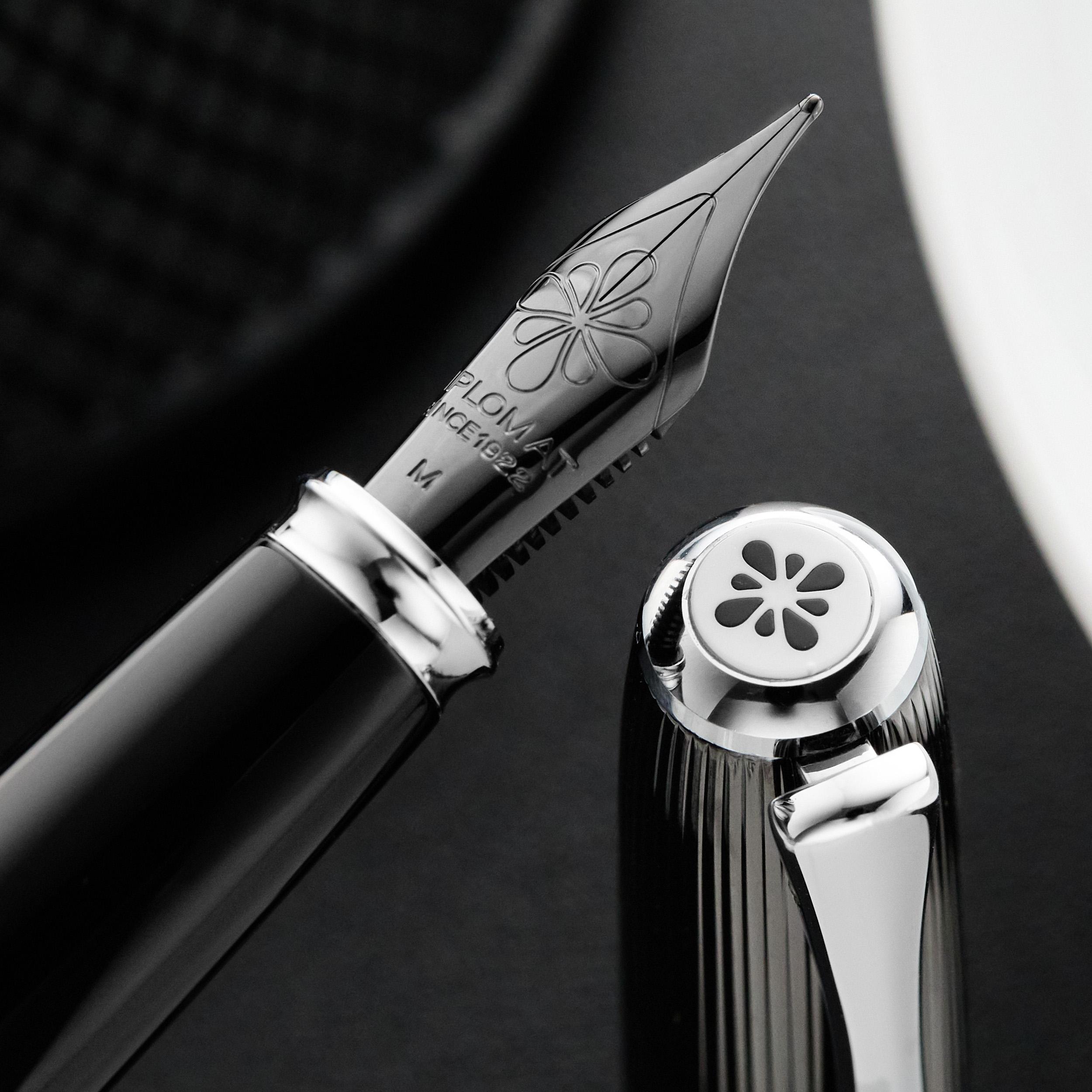 + show more images Diplomat Excellence A2 Fountain Pen - Guilloche Black/Chrome