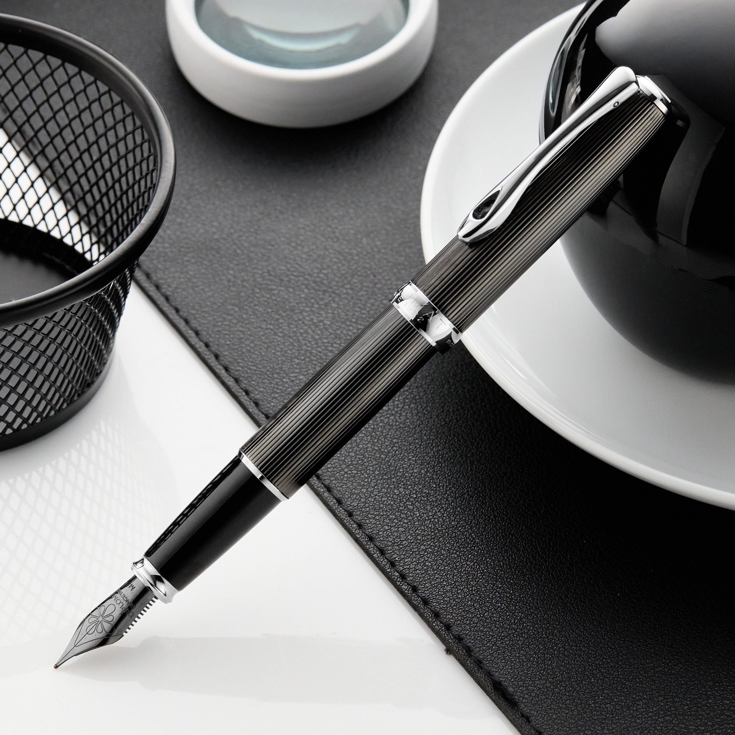 + show more images Diplomat Excellence A2 Fountain Pen - Guilloche Black/Chrome