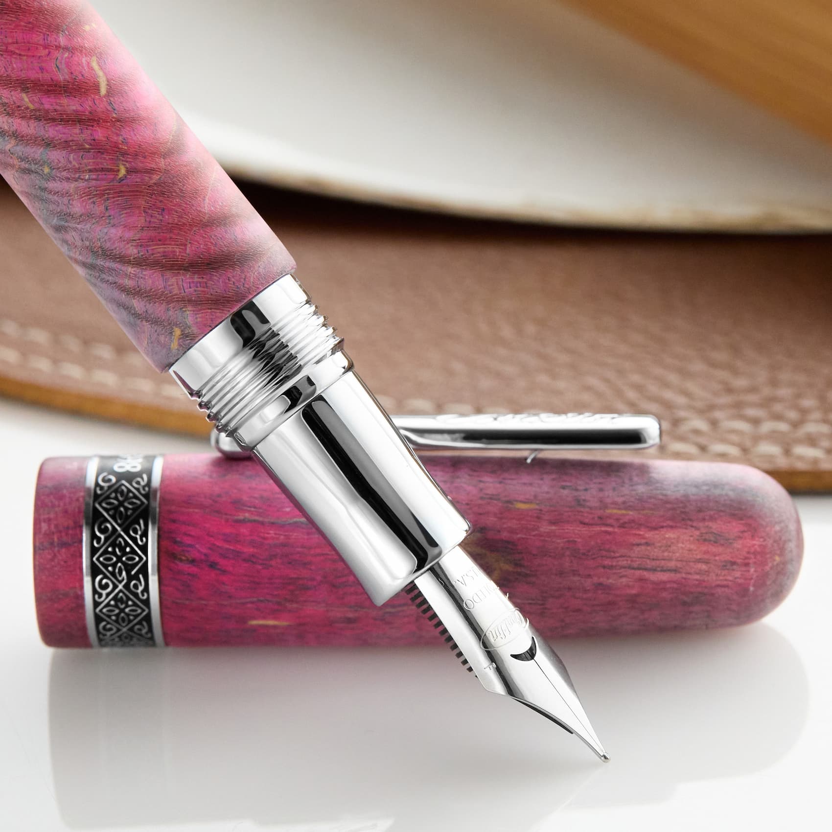 Conklin 1898 Stabilized Wood Pens: Matte Purple/Pink and Matte Green