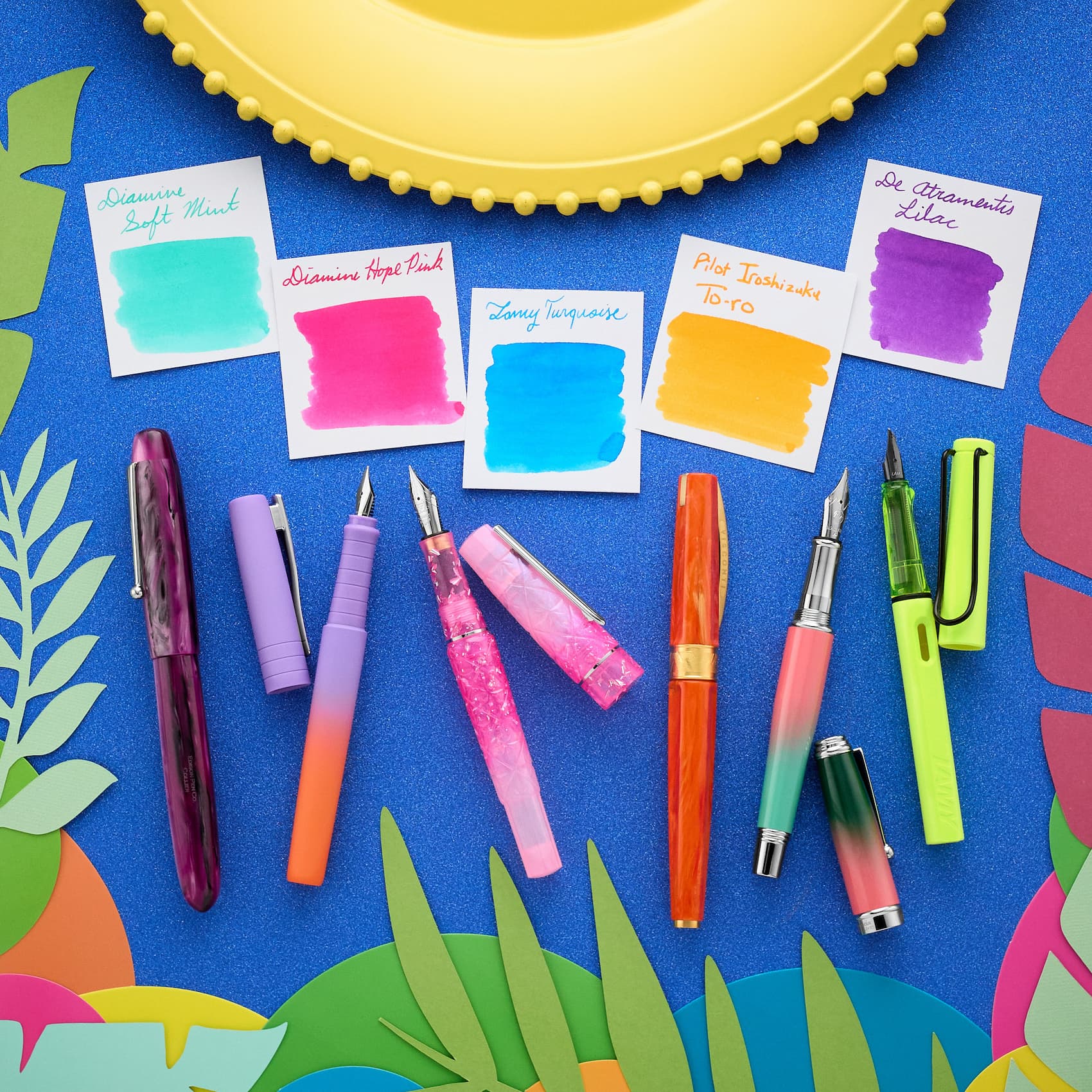 Summer Sun Collection, pens, ink swabs, notebooks