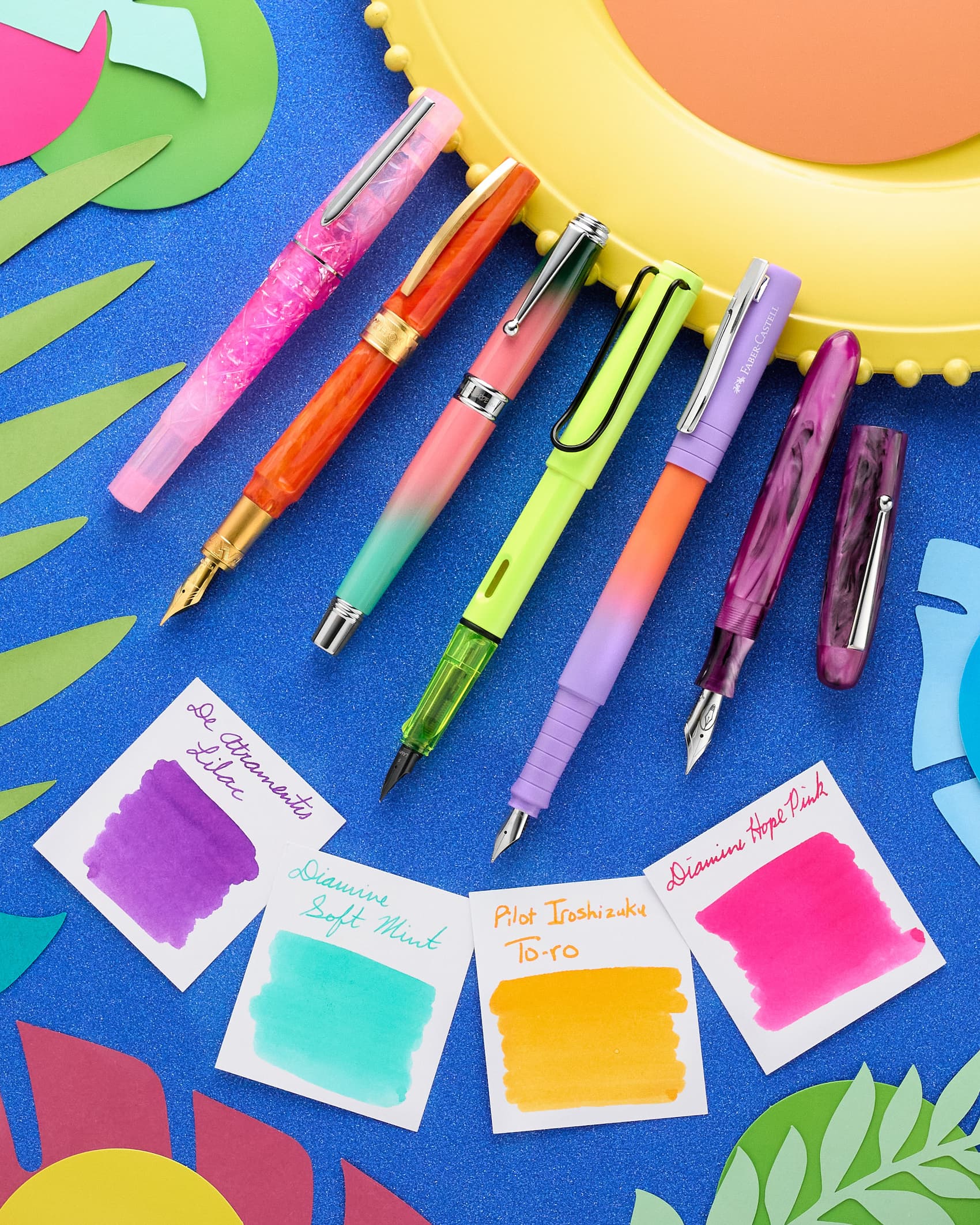 Summer Sun Collection, pens, ink swabs, notebooks
