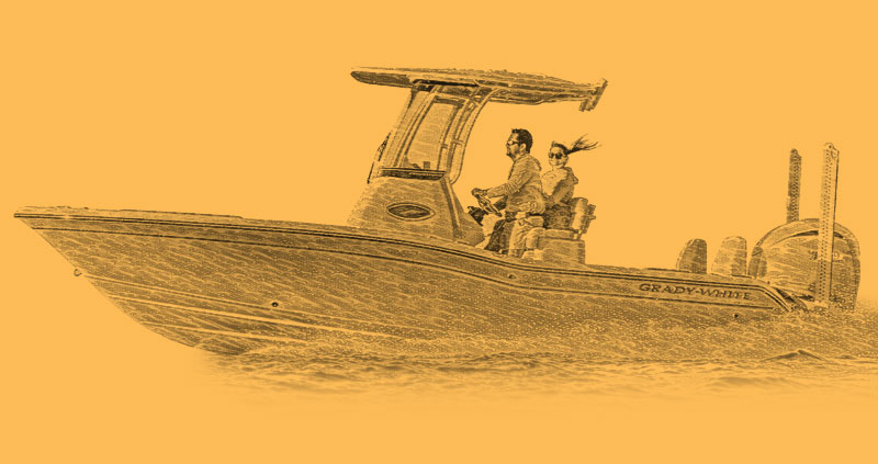 Illustration of a Grady-White 231 CE running port side