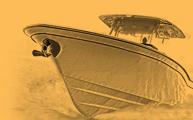 Illustration of a Grady-White boat focusing on the SeaV2 hull