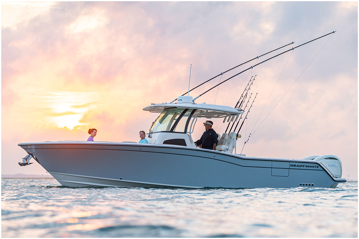 Grady-White Canyon 326 center console cruising port side