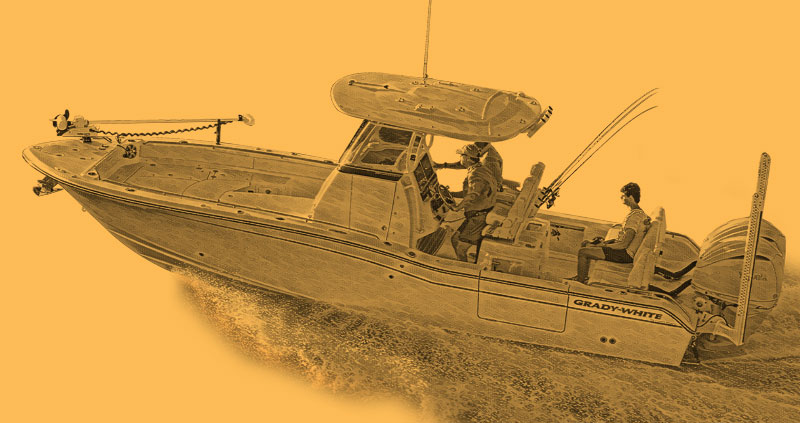 Illustration of a Grady-White 281 CE running port side