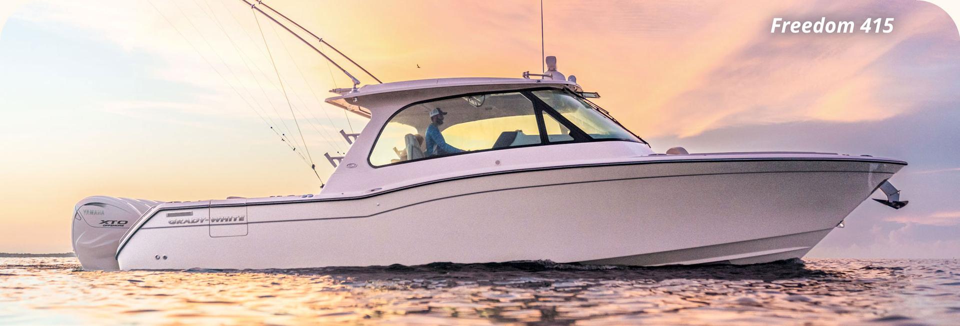 The Canyon 456 and Freedom 415 – Grady-White’s premiere flagships both on display at the Fort Lauderdale International Boat Show 