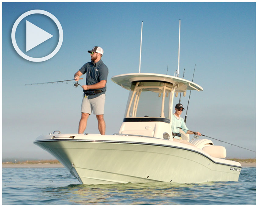 Two people fishing from a Grady-White 251 CE Coastal Explorer