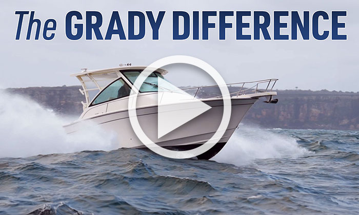 Grady-White boat running in rough water - text in image reads The Grady Difference