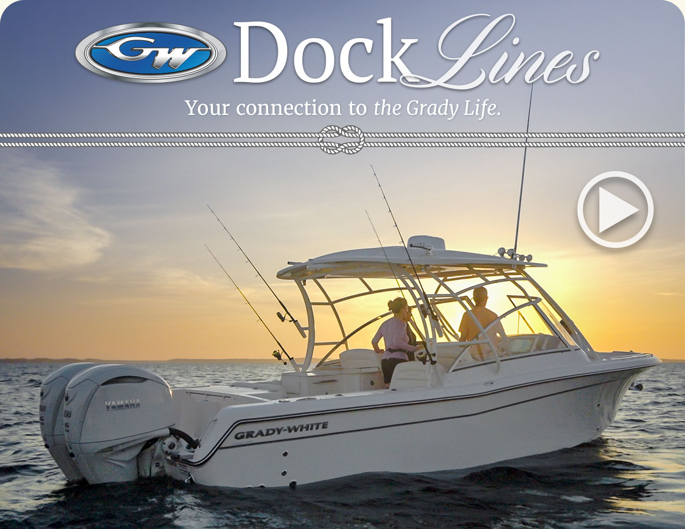 Freedom 285 dual console boat starboard side during a sunset with three people aboard.