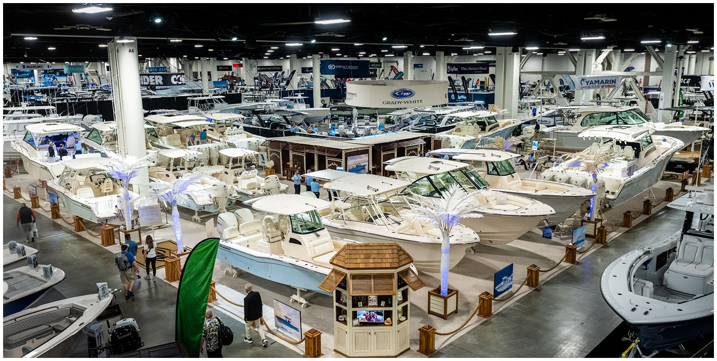 The Grady-White booth area at a recent boat show