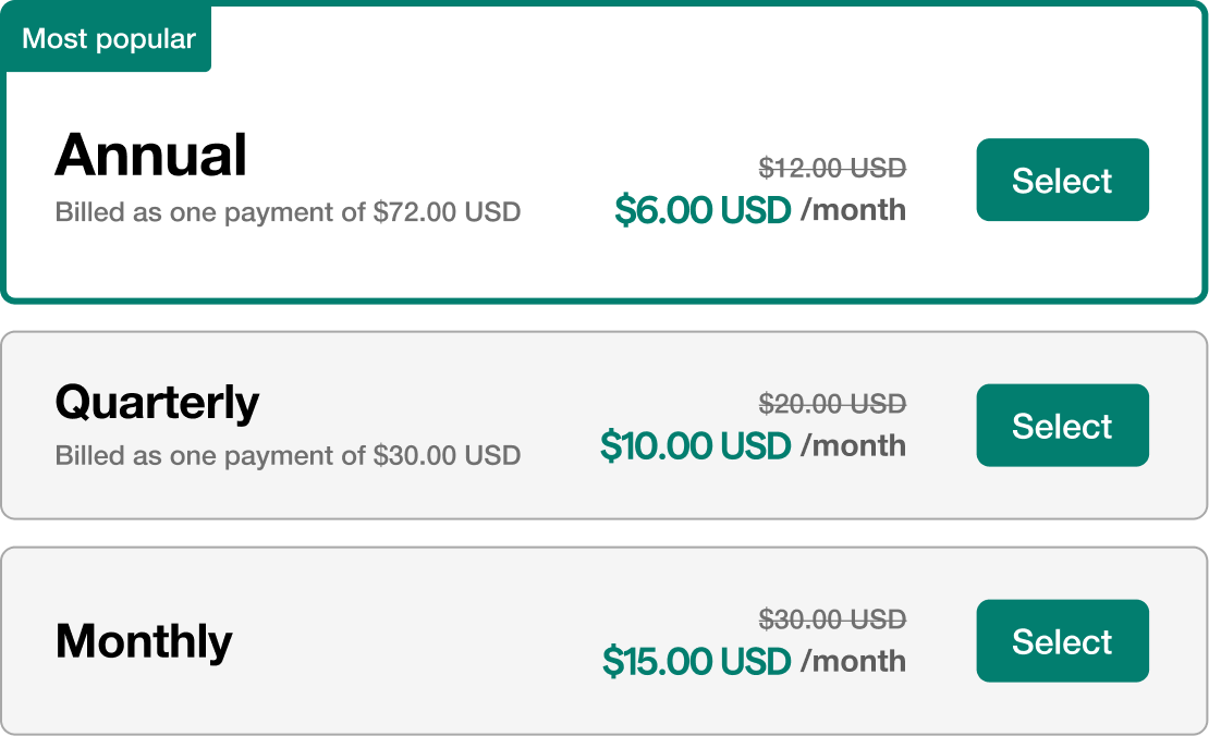 Pricing (USD)