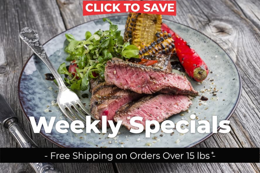 weekly sale, specials, grass-fed steak, bison, beef