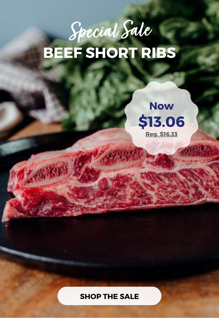 save 20% on beef short ribs
