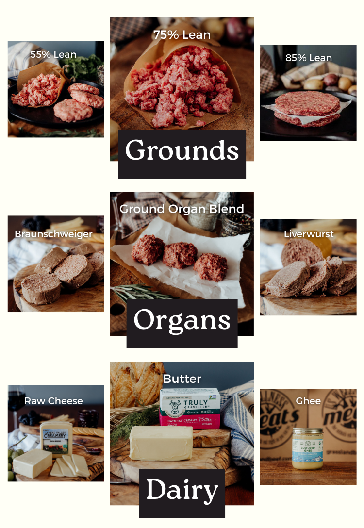 Ground Beef, Organ Meats, and Dairy