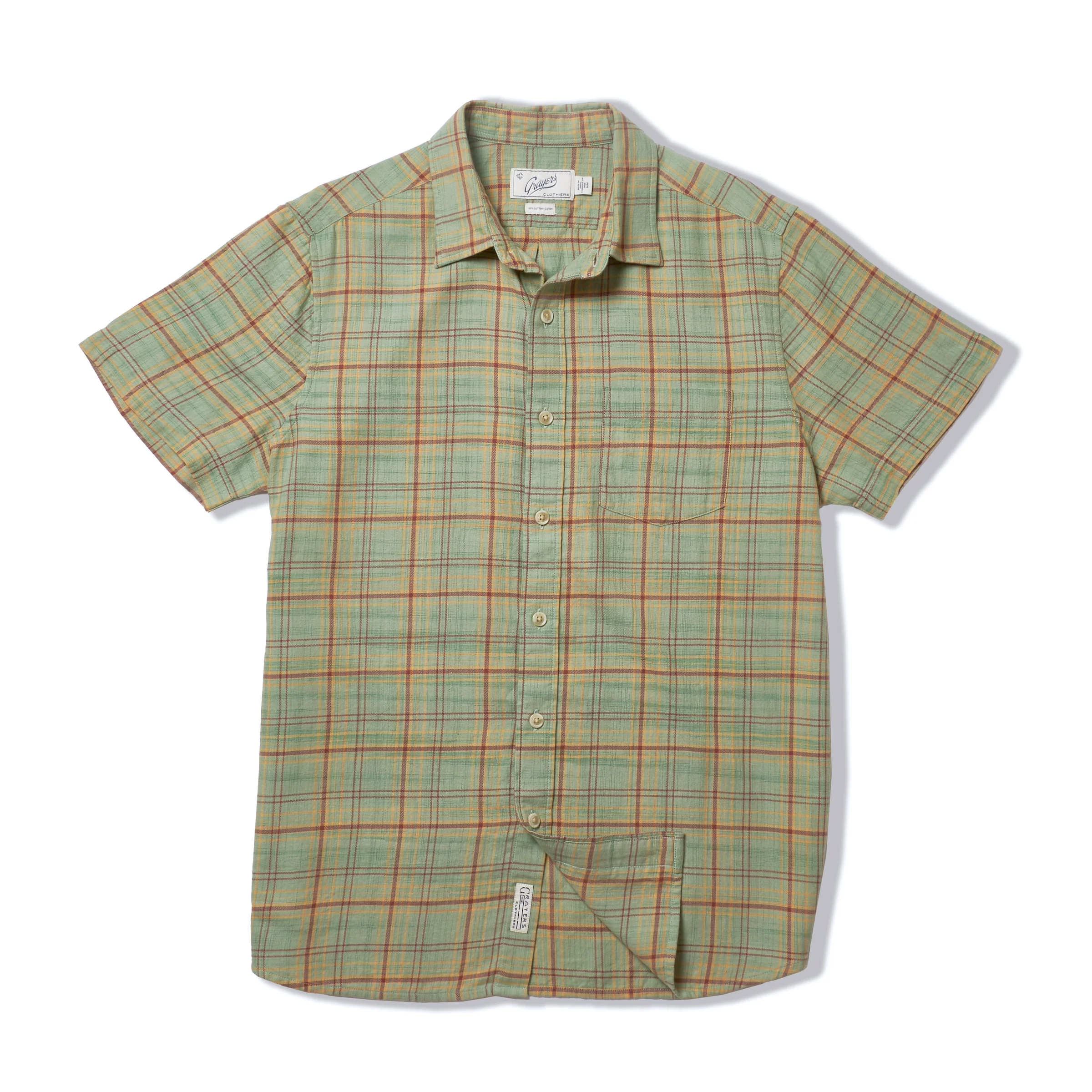 Image of Light Weight Power Loom Short Sleeve Shirt - Basil Maroon Plaid