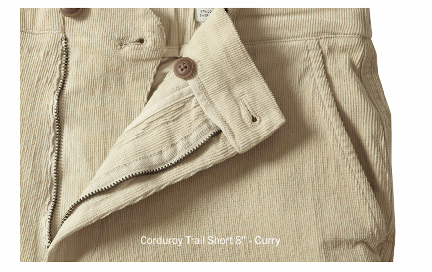 Corduroy Trail Short 8" - Curry