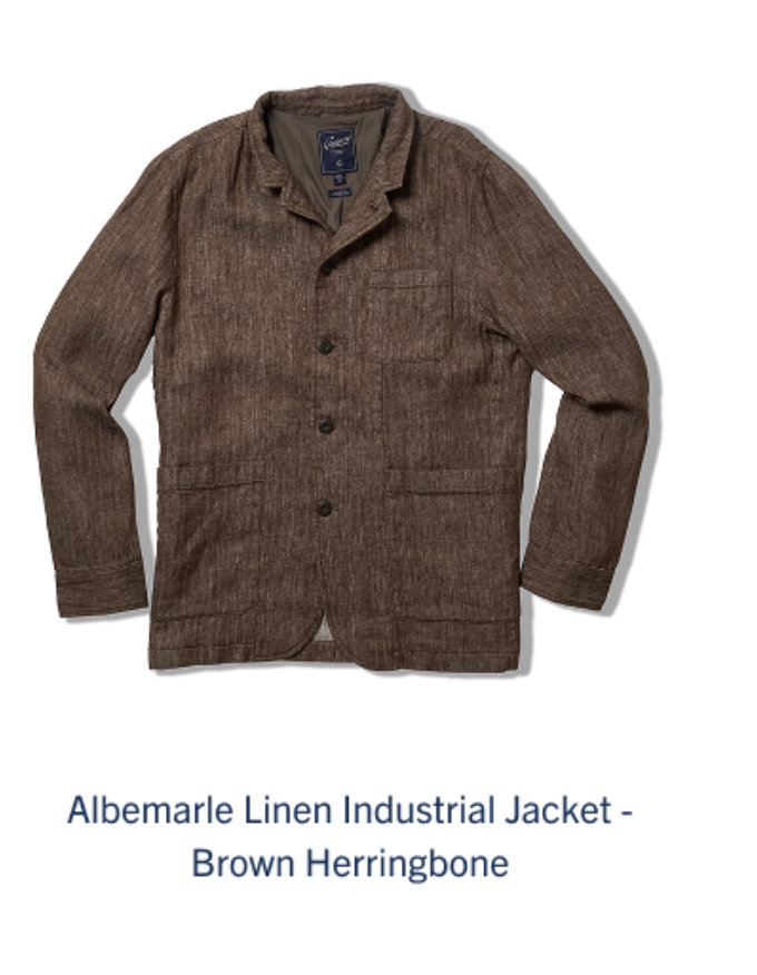 Albemarle Linen Industrial Jacket - Brown Herringbone