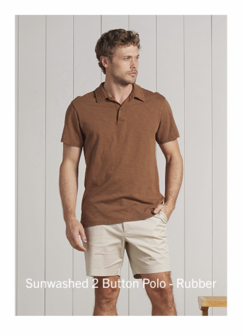 Sunwashed 2 Button Polo - Rubber