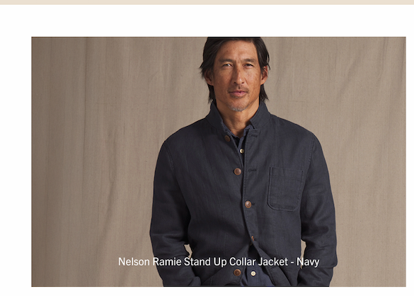 Nelson Ramie Stand Up Collar Jacket - Navy