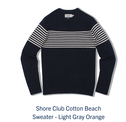 Shore Club Cotton Beach Sweater - Light Gray Orange
